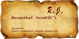 Rozenthal Jozafát névjegykártya